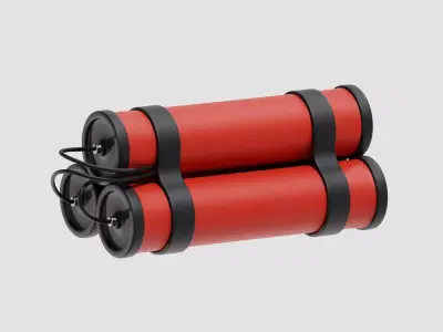 Time bomb wired with TNT cartoon Low-poly 3D model