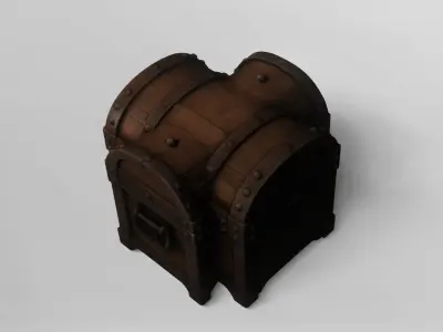 Vintage Ornate Wooden Treasure Chest 3D model