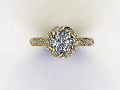 10042 twisted diamond engagement ring 3D print model
