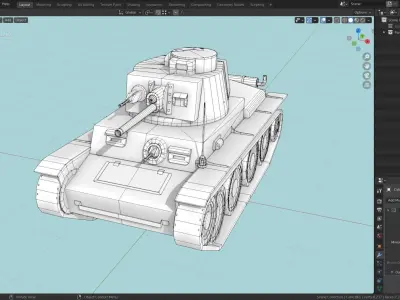 Panzerkampfwagen 38t Tank Base Mesh  Low-poly 3D model