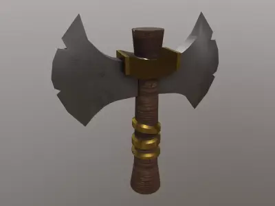 Viking axe Low-poly 3D model 12