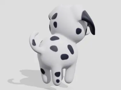 Cute dalmatian dog  Low-poly 3D model