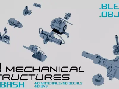 12 Mechanical Structures Kitbash 3D model