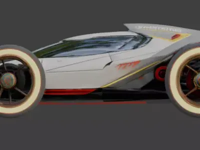 Futuristic Sci-Fi Concept Car Low-poly 3D model