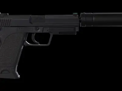 HK USP Game-Rady asset Low-poly 3D model