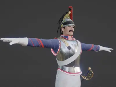Napoleonic Cuirassier T-Pose 3D model