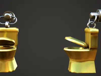 Golden Toilet Weapon Charm - Low Poly Game Ready Low-poly 3D model