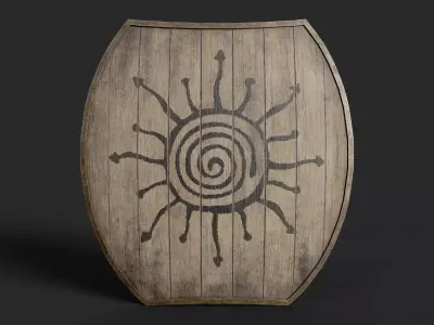 Slavic hybrid shield-painted black Sun symbol Low-poly 3D model