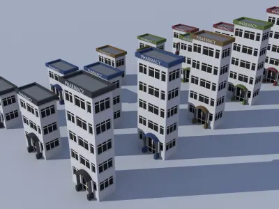 Cartoon Building Low Poly Building Commercial Pharmacy Low-poly 3D model
