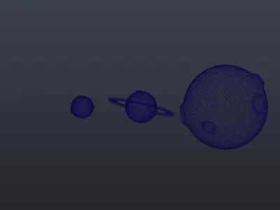 Three Cartoon-style Animated Planets Free 3D model