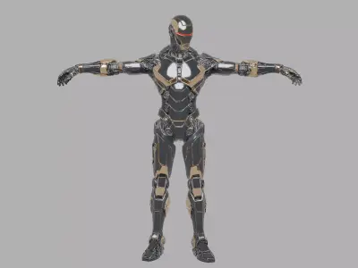 Dark Alloy Humanoid Bot Low-poly 3D model