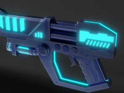 Low Poly Sci Fi Gun Low-poly 3D model