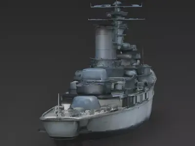 WWII Battleship 3D Model 3D Model Low-poly 3D model