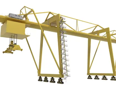 Container yellow cargo crane 3D model