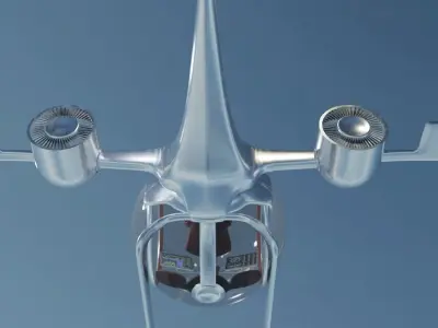 Helicopter futuristic airplane flying in sky 3D model