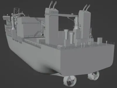Subsea rock installation vessel Low-poly 3D model