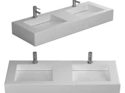 Wall hung washbasin ABBER Stein AS2643 double 3D model