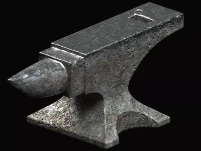 3D Anvil with scratches dents and polished Top Free 3D model