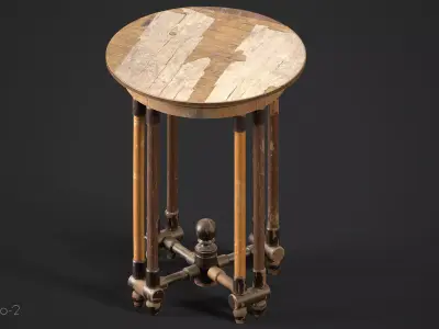 Antique round table Low-poly 3D model