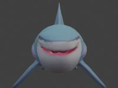 Stylized shark midpoly Free 3D model