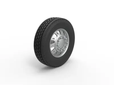 Front custom wheel of semi truck Version 19 Scale 1 to 25 3D print model