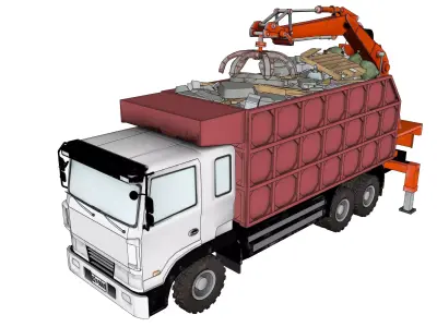 ClawTruck garbage truck with crane 3D model