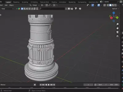 Medieval Mongolian Rook Chess Piece 3D print model