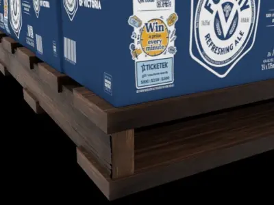 Beer box and pallet Low-poly 3D model
