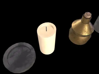 Beverage Bottle and Candle Low-poly 3D model