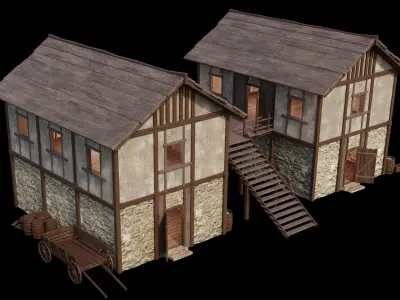 Medieval House 03 - 4K Textures Game Ready Low-poly 3D model