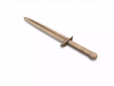 Wooden Practice Sword Low-poly PBR Free low-poly 3D model