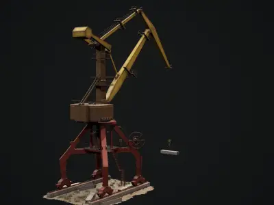 Port crane  Sokol Low-poly 3D model
