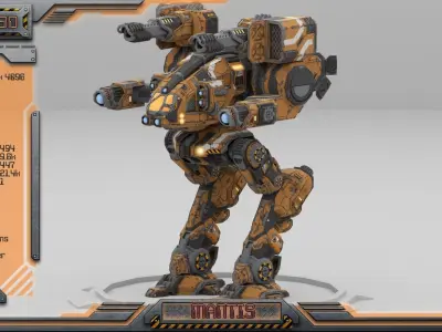 Mantis Lowpoly Animated BattleMech Low-poly 3D model