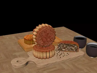 Chinese moon cake 3D model