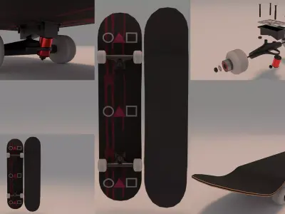 Squid Game Tv Series Skateboard 3D model