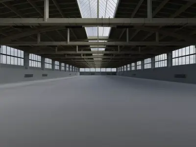 Factory Hall Interior 2 Low-poly 3D model