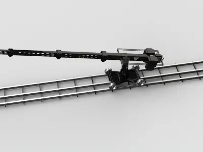 Film Set Camera Crane with Tracks and Camera Dolly and Camera 3D model