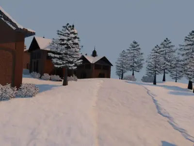 Winter Mountain Village 3D model get