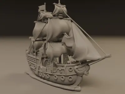 wooden ship 3D print model from CGTrader