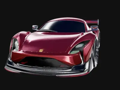 Stylized Red Sports Car with Spoiler 3D model