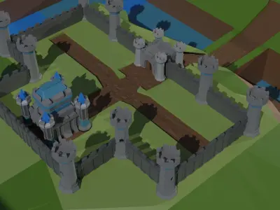 Low Poly 3D Medieval Castle  Low-poly 3D model
