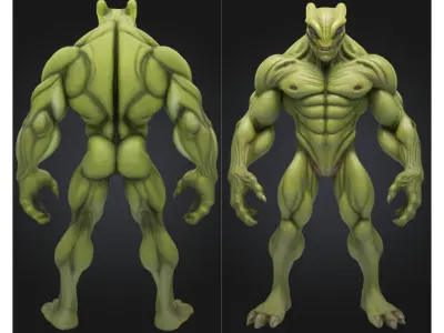 Stylized Reptilian Alien Creature Sci Fi Low-poly 3D model