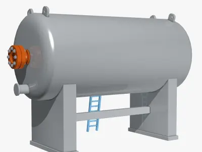 Industrial Boiler with Blue Ladder 3D model