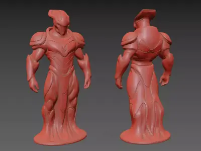 Sci-Fi Armored Warrior Statue 3D print model