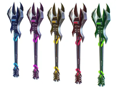 a set of cutting weapons Low-poly 3D model 6