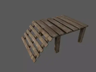 Bridge platform wood  Low-poly 3D model