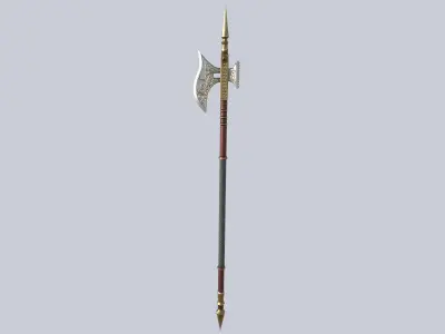 Fantasy halberd Low-poly 3D model get