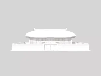 Korean Palace Hanok - Royal Architecture Weathered PBR 3D Model Low-poly 3D model