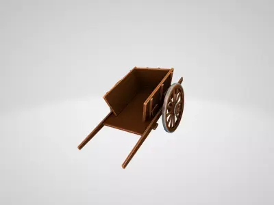 Stylized Wooden Cart Low-poly 3D model