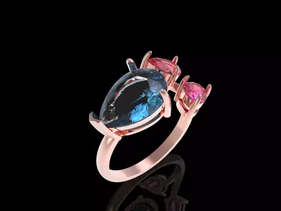  Pear Diamond Ring 3D print model